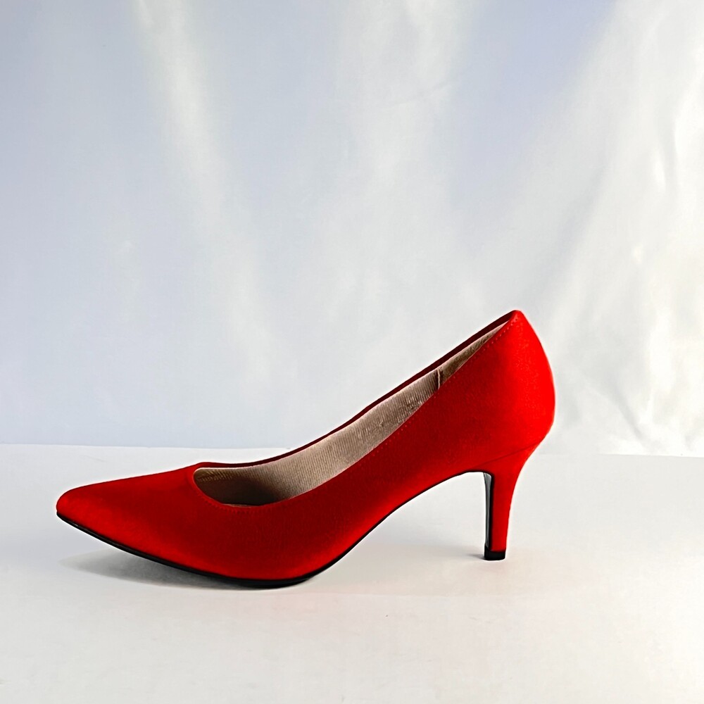 NIB LifeStride Sevyn Pumps Womens Size 7.5 M Red Soft Pointed Toe Kitten Heel